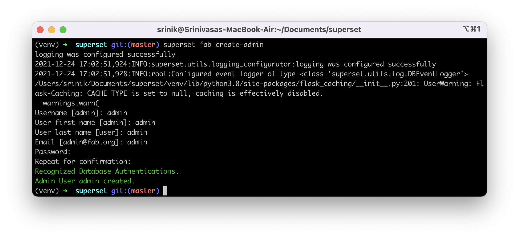 Superset fab create-admin